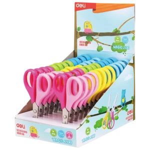 Tijera Escolar 115mm punta redonda - Dual color - Display x 24