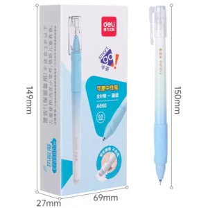 Boligrafo Borrable con capuchon. 0.5MM. Cuerpo blanco con grip color. Tinta Azul