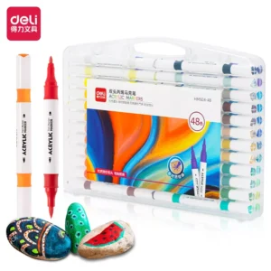 Marcador Acrilico doble punta (Pincel+Redonda) Estuche x 48